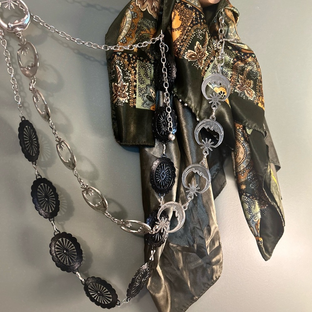Silver Moon amd Stars and Black Western Chain Belts